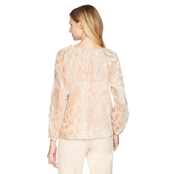 NWT Nanette Lepore Modern Glam Gold Burnout Velvet Blouse - Small - Picture 3 of 15